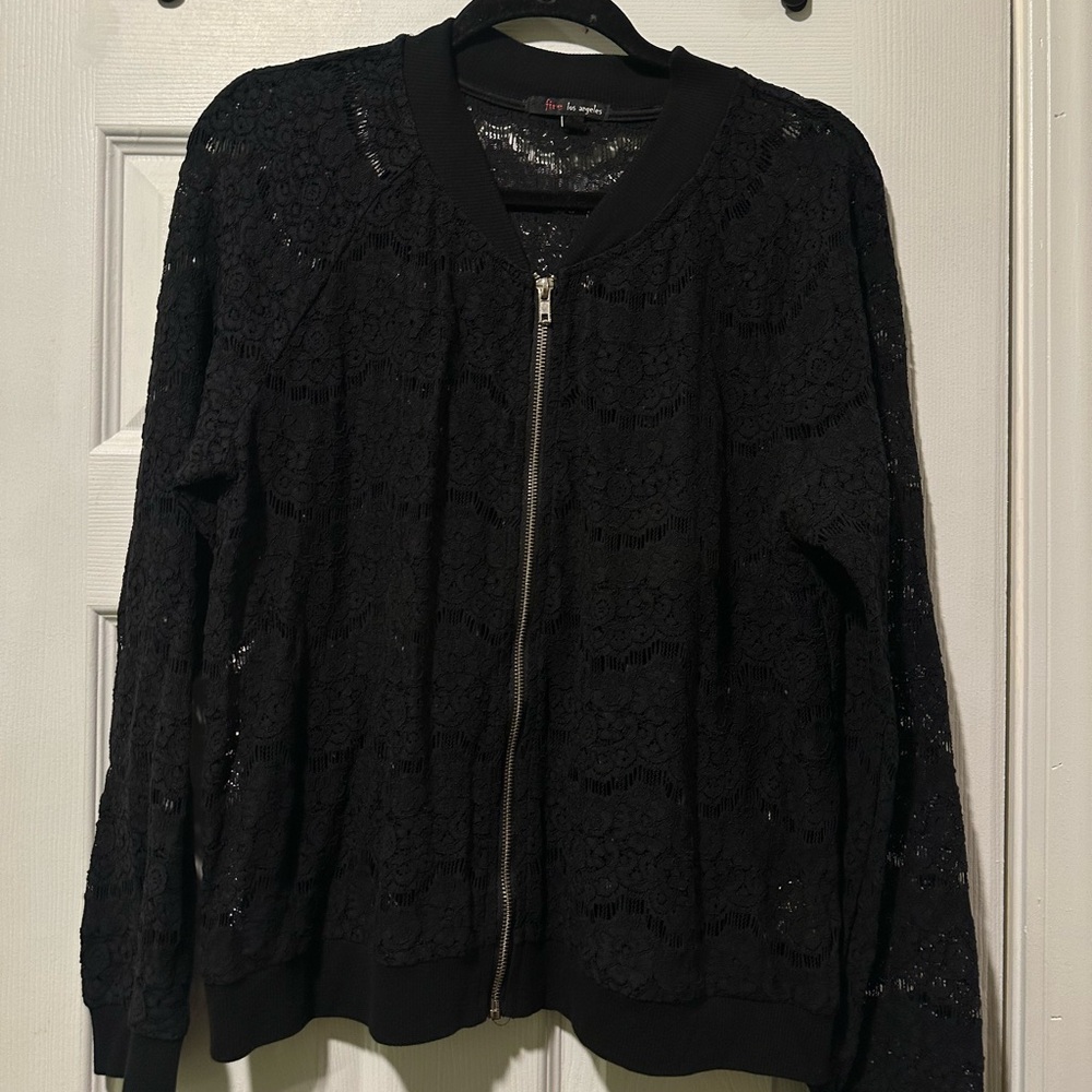 Fire Los Angeles Black Lace Bomber Jacket